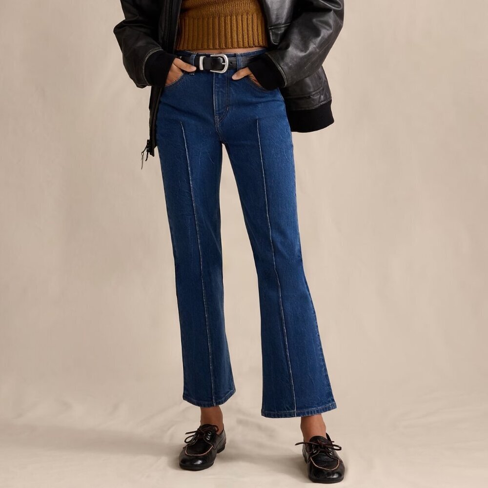 Banana Republic High-Rise Bootcut Crop Jean Stone Wash 25 NWT